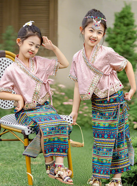 六一傣族服装儿童女泼水节云南西双版纳舞蹈服异域表演服套装夏季