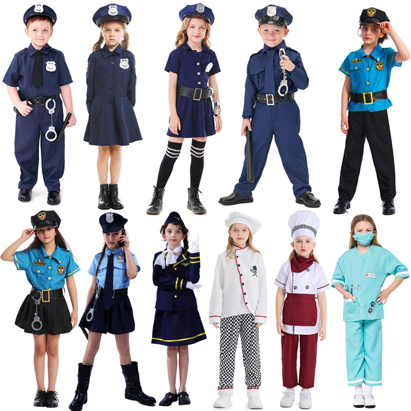 小学生六一儿童节小警察演出服童装小交警角色扮演空姐兽医护士