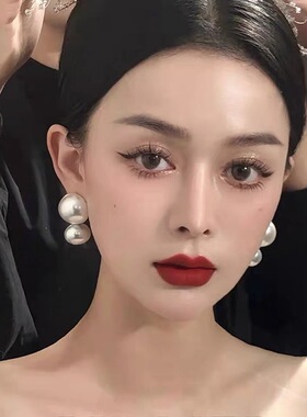 复古赫本风贝珠女无耳洞