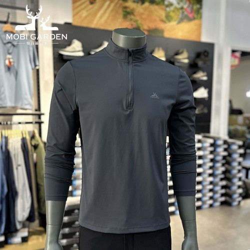 牧高笛男式半开襟长袖T恤