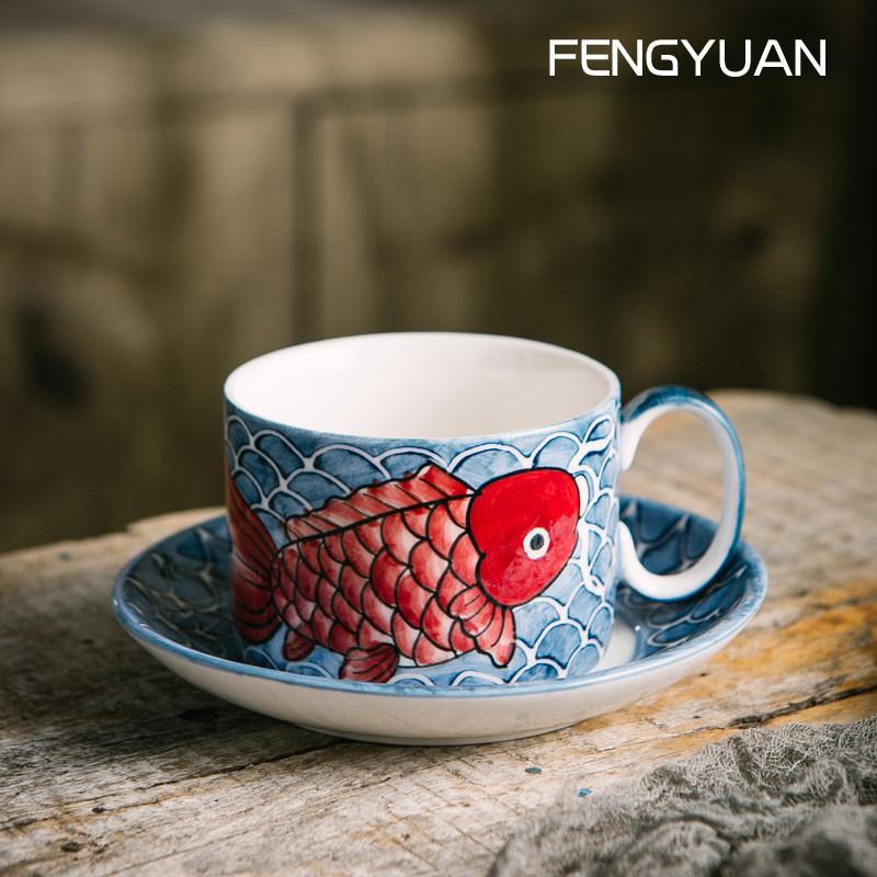 手绘复古咖啡杯套装陶瓷茶杯