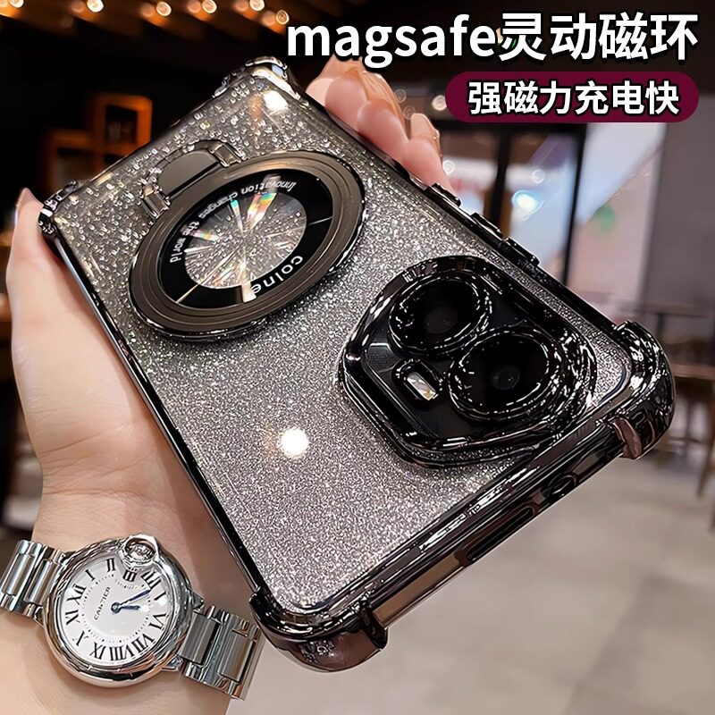闪粉带支架适用荣耀500手机壳荣耀200pro新款100镜头全包90气囊防摔gt高级ultra荣耀607080曲屏400专用硅胶套