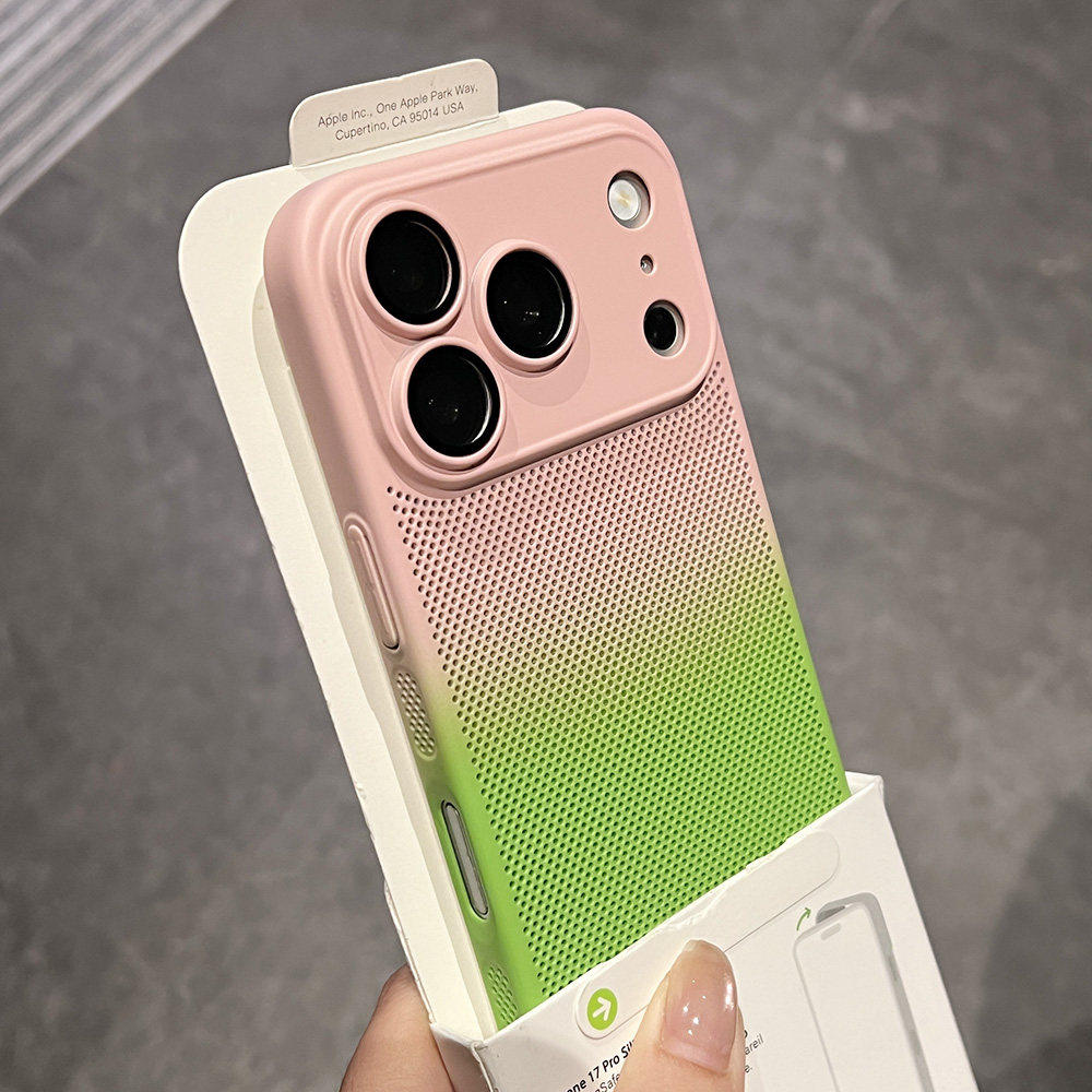 ins夏日透气渐变网孔新款适用于iphone17promax手机壳苹果16pro超薄15pro小众创意14高级感pm全包防摔13外壳