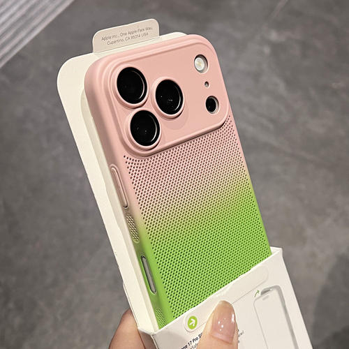 ins夏日透气渐变网孔新款适用于iphone17promax手机壳苹果16pro超薄15pro小众创意14高级感pm全包防摔13外壳