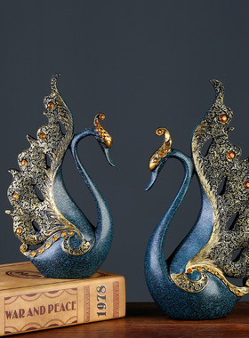 创意新年礼物欧式酒柜电视柜客厅家居工艺装饰树脂孔雀摆件两款选