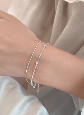 爆款双层小圆珠手链简约女生日常百搭小众可调节精致手链节日礼物