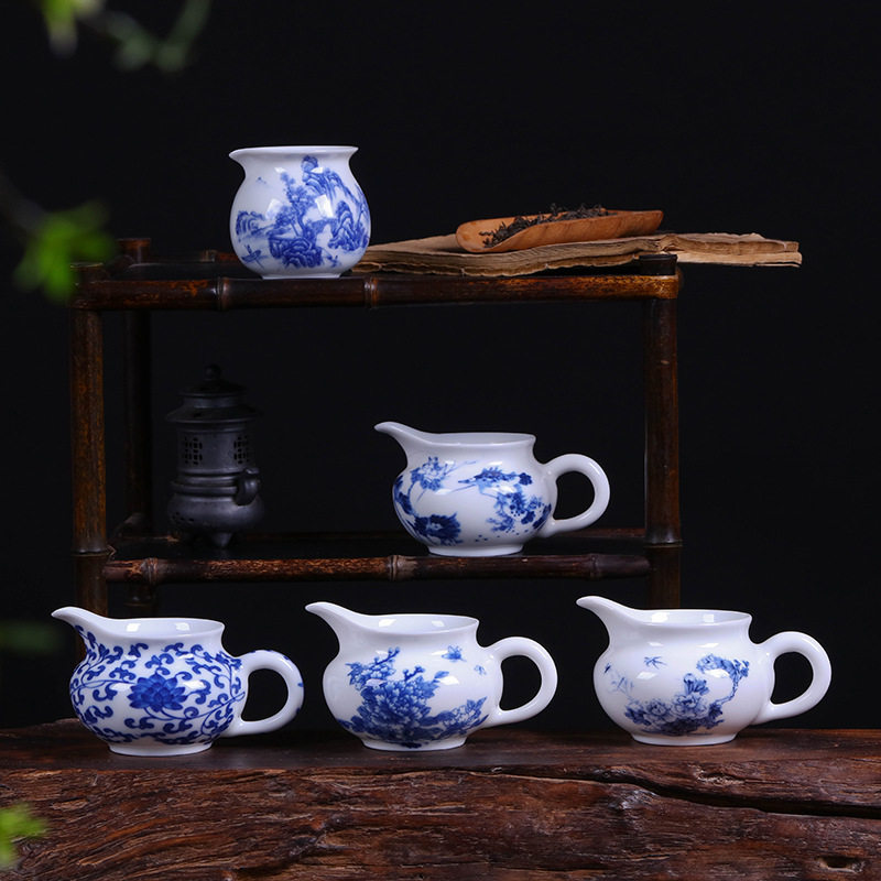 景德镇陶瓷青花公道杯 功夫茶具配件匀杯分茶器 茶道茶海公平杯