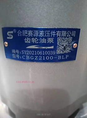 合肥赛源CBGZ2063-BLPL液压齿轮油泵CBGZ2063-BLHL合肥SY赛源油泵