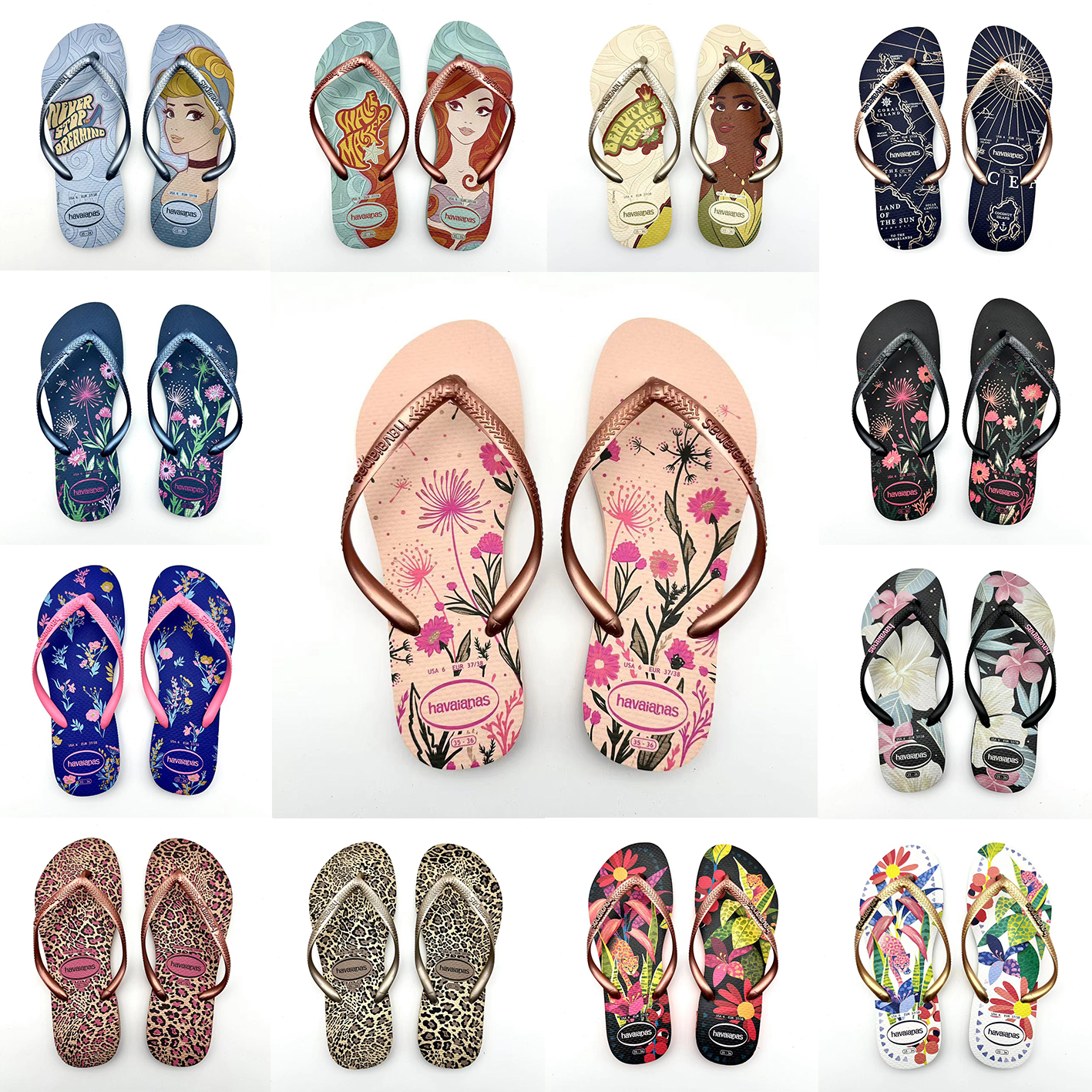 2023款havaianas巴西正品哈瓦那SLIM女款花色人字拖凉拖防滑沙滩