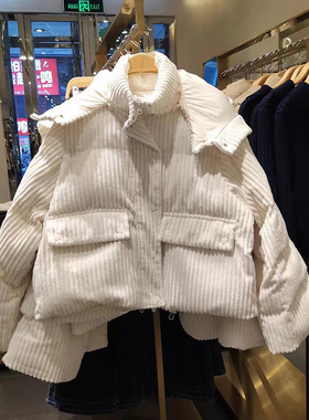 潮牌2025秋冬新款休闲时尚女装连帽立领宽松棉服外套UWU130033