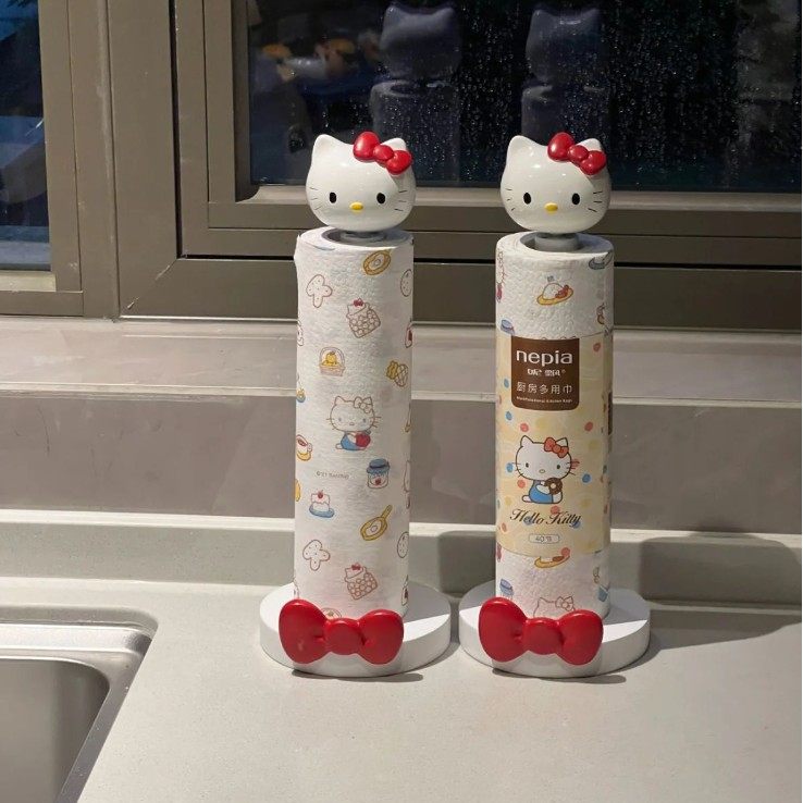 创意可爱hellokitty厨房纸巾架用纸挂架卷纸架子纸支架kt猫纸巾架