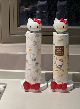创意可爱hellokitty厨房纸巾架用纸挂架卷纸架子纸支架kt猫纸巾架