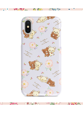 日系适用于iPhone12手机壳小熊7p碎花8软壳max浅紫色xs壳xr11 13