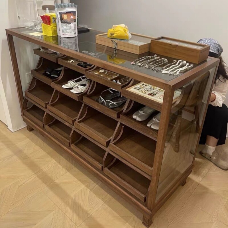 服装店中岛台展示柜童装店中岛桌流水台复古鞋柜边柜饰品柜陈列柜