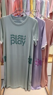 小熊懒人装夏季家居服天竹纤维棉莫代尔睡衣女士中裙睡裙83215