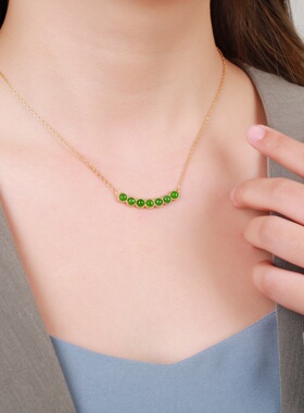 和田碧玉微笑脸锁骨链