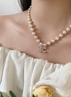 锆石珍珠项链小香风秋冬锁骨链