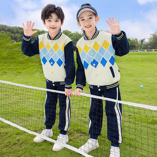 新款英伦风棒球服套装小学生校服春秋季三件套夏季幼儿园园服班服