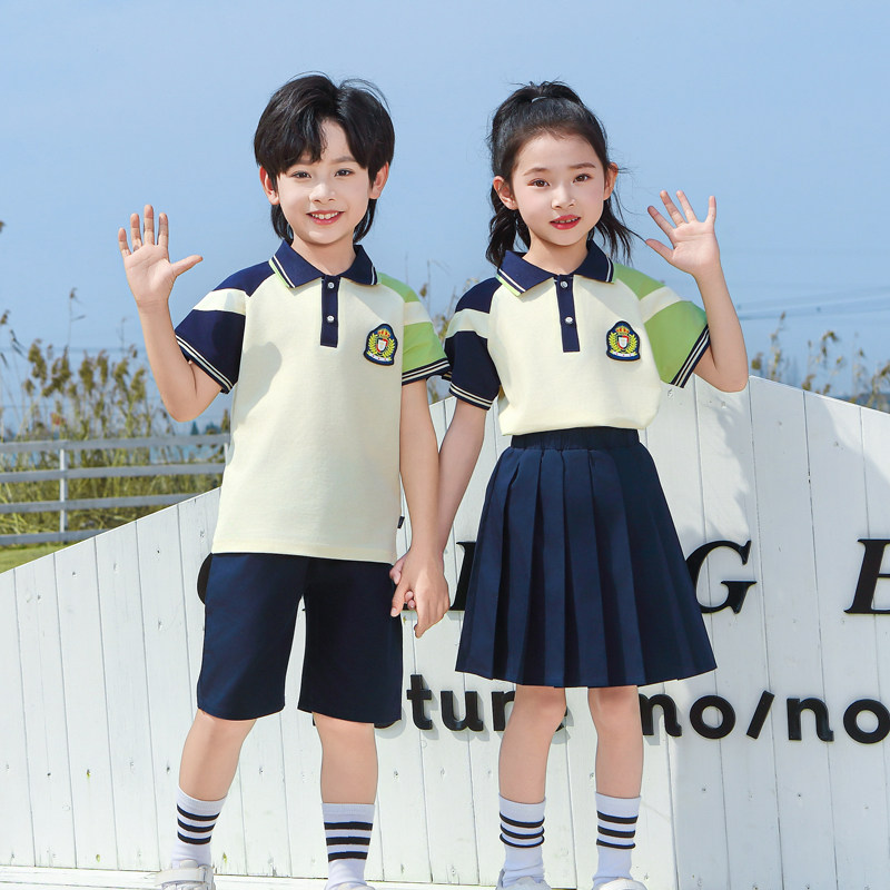 新款学院风夏季校服套装幼儿园园服幼师短袖小学生春秋班服四件套
