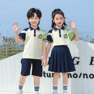 新款学院风夏季校服套装幼儿园园服幼师短袖小学生春秋班服四件套