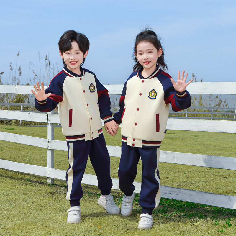 学院风棒球服套装小学生校服春秋款四件套夏季班服短袖幼儿园园服