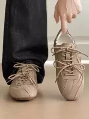 Retro Moral Training Shoes for Men and Women, Suede Leather Lace-Up Casual Sports Shoes, Versatile, Simple, Thin-Soled, Breathable, High-End Sneakers