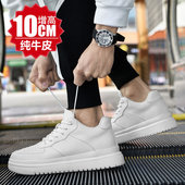 男8cm白鞋 轻便透气网面休闲板鞋 内增高男鞋 牛皮增高鞋 10cm小码