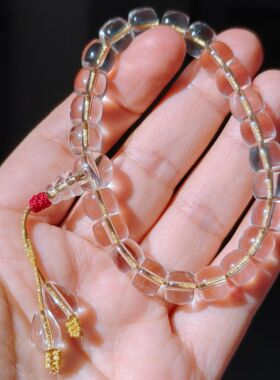 释宏天然白水晶直切桶珠手链