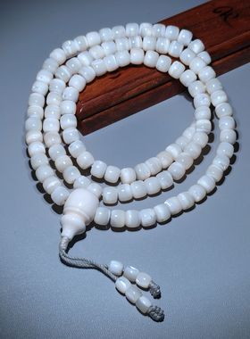 释宏螺钿老鱼骨澳白珍珠藏式念珠