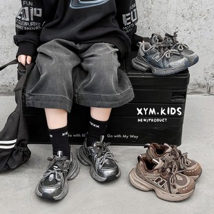 二棉鞋 2025冬新款 时尚 复古百搭双系带男女童老爹鞋 儿童加绒运动鞋