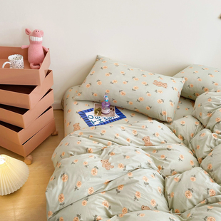 可爱a类母婴针织棉裸睡被套枕套床单 内衣般柔软 单品被套