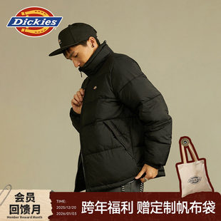 Dickies帝酷适秋冬工装小logo棉服拉立领纯色链保暖外套男女情侣