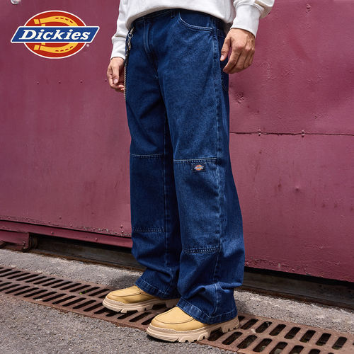 【七夕礼物】Dickies迪凯斯水洗牛仔双膝裤复古蓝牛宽松工装裤