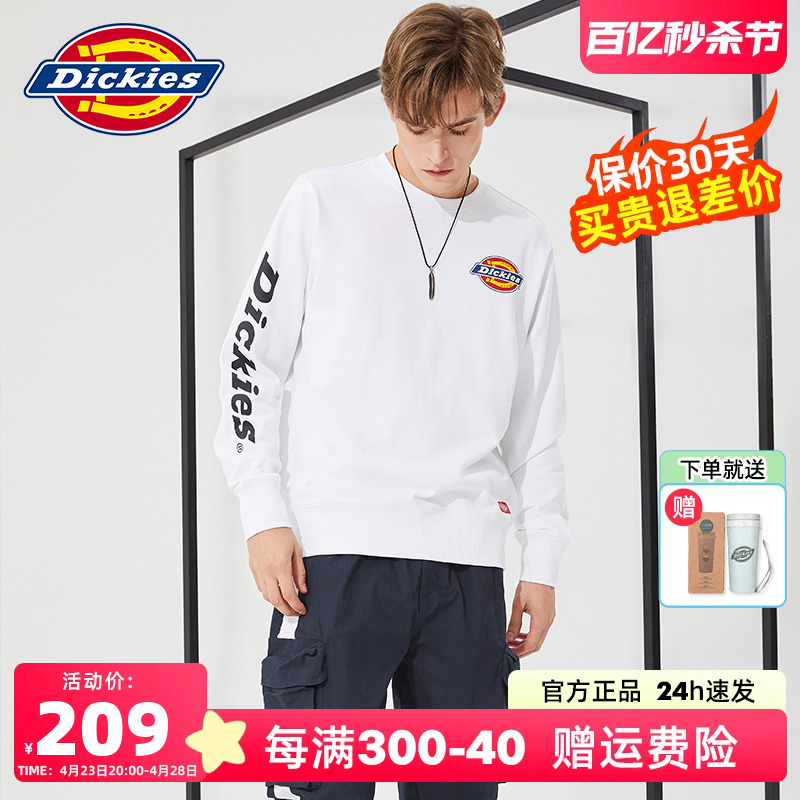 Dickies圆领卫衣秋冬新款男女情侣款休闲宽松印花logo套头上衣