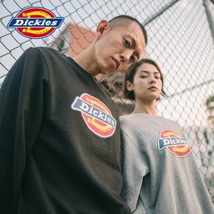 Dickies情侣款 宽松纯棉上衣 秋冬印花圆领卫衣套头潮牌男女同款