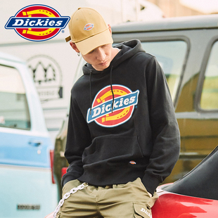 9473a 潮牌宽松上衣女帽衫 Dickies印花加绒连帽卫衣男士 秋冬新品