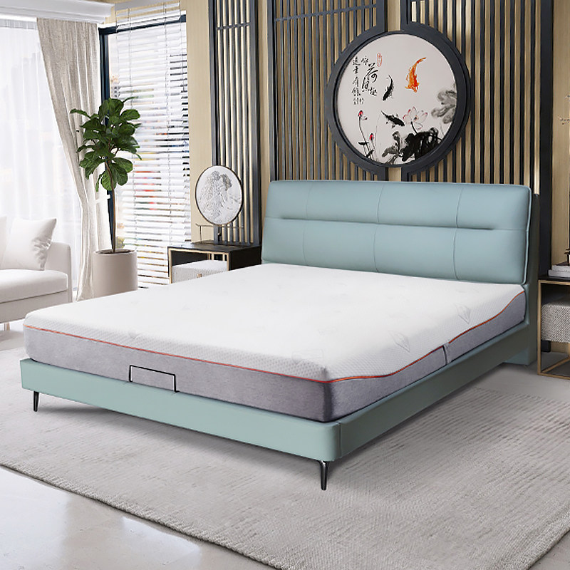 现代简约皮床主卧双人床家用齐边软体床1.8米小户型软包床真皮床