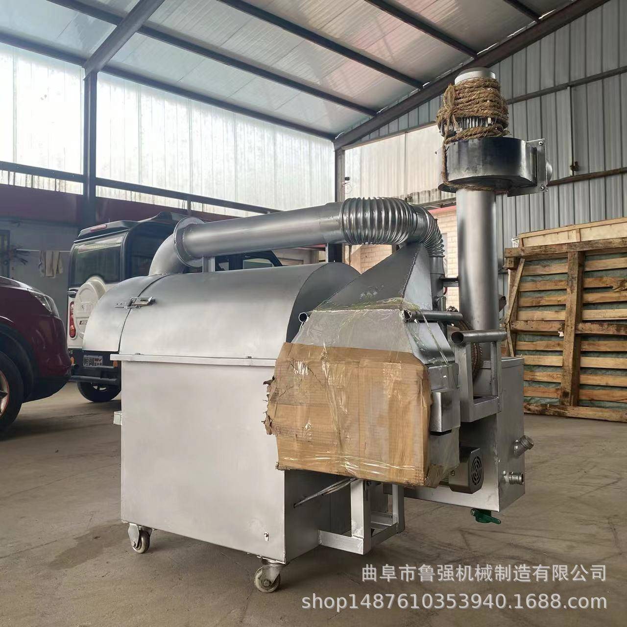 玉米高粱翻炒机 五谷杂粮烘干炒货机 100斤燃气加热滚筒炒锅