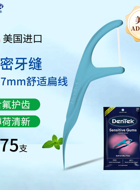 美国进口DenTek德泰克舒适清洁牙线棒牙签二合一超细扁线含氟家用