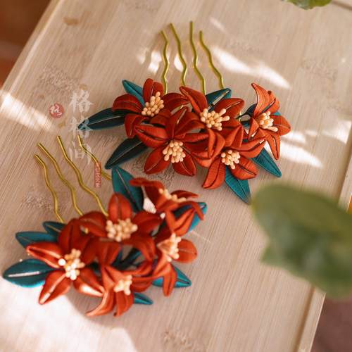 格格间原创【凌霄】非遗缠花蝴蝶发簪缉珠手工唐风珍珠花朵流苏