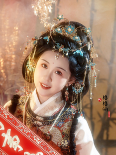 格格间原创 保色铜烧蓝明制汉服凤冠霞帔新娘发冠百搭 锦上添花