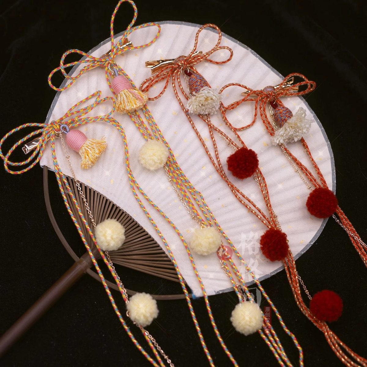 格格间原创【秦音】编织发夹新年藏风民族风汉服发饰古风流苏飘带