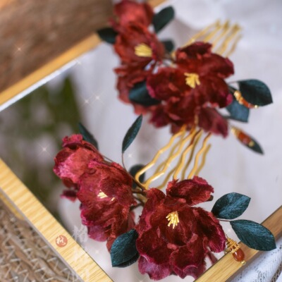 绒花发簪格格间原创设计头饰非遗