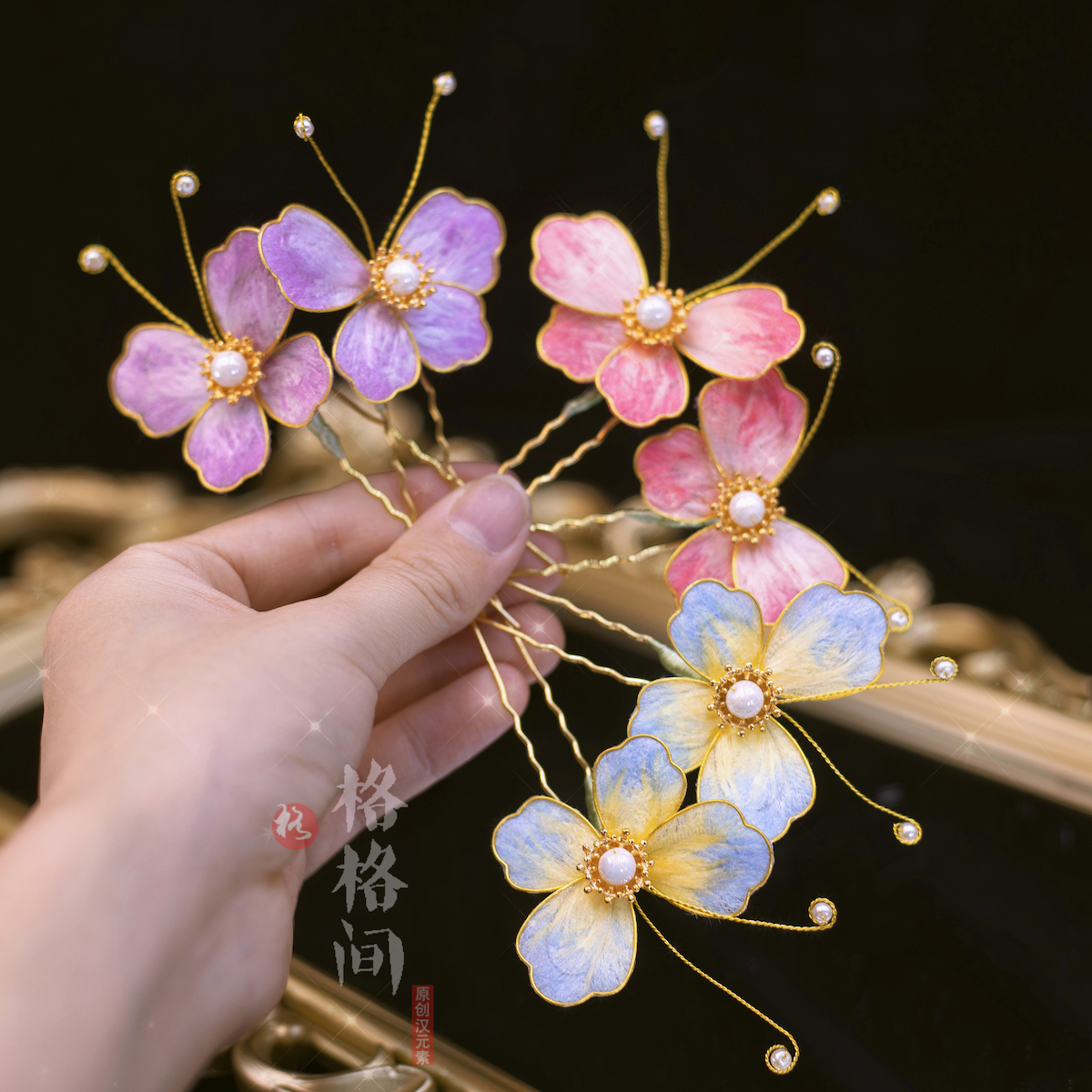 原创汉服非遗发簪格格间掐丝古风