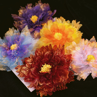 格格间原创【花盈】复原唐风金粉超大牡丹烫花发夹仙气汉服古风