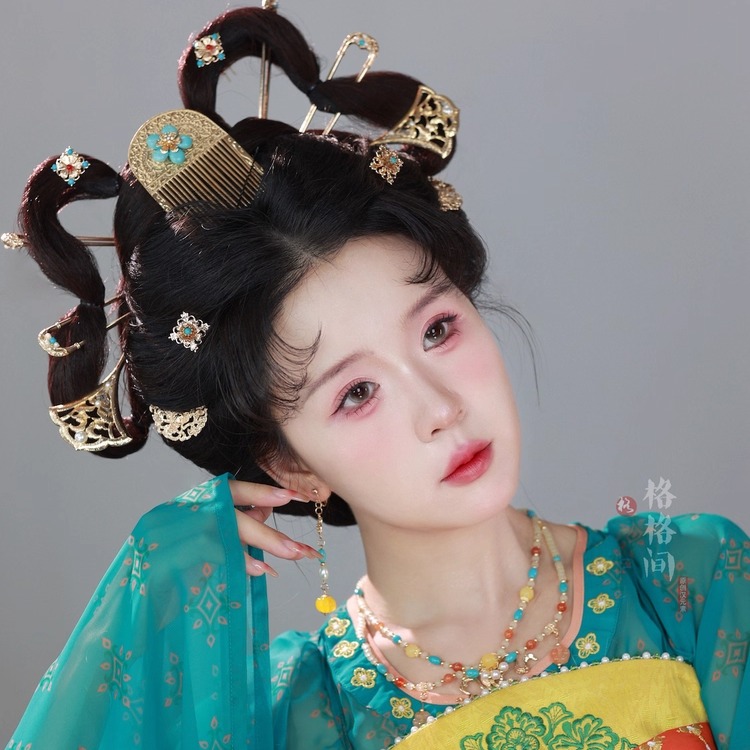 格格间原创【武祯】子夜归田曦薇同款小唐风可爱汉服发饰套装发簪