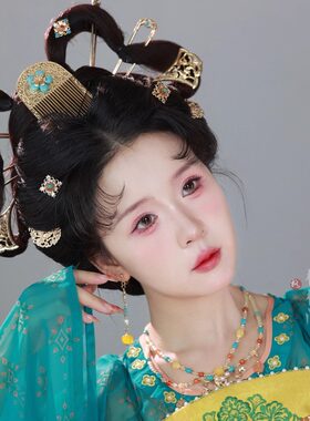 格格间原创【武祯】子夜归田曦薇同款小唐风可爱汉服发饰套装发簪