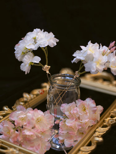 格格间绢花发簪春日樱花发饰