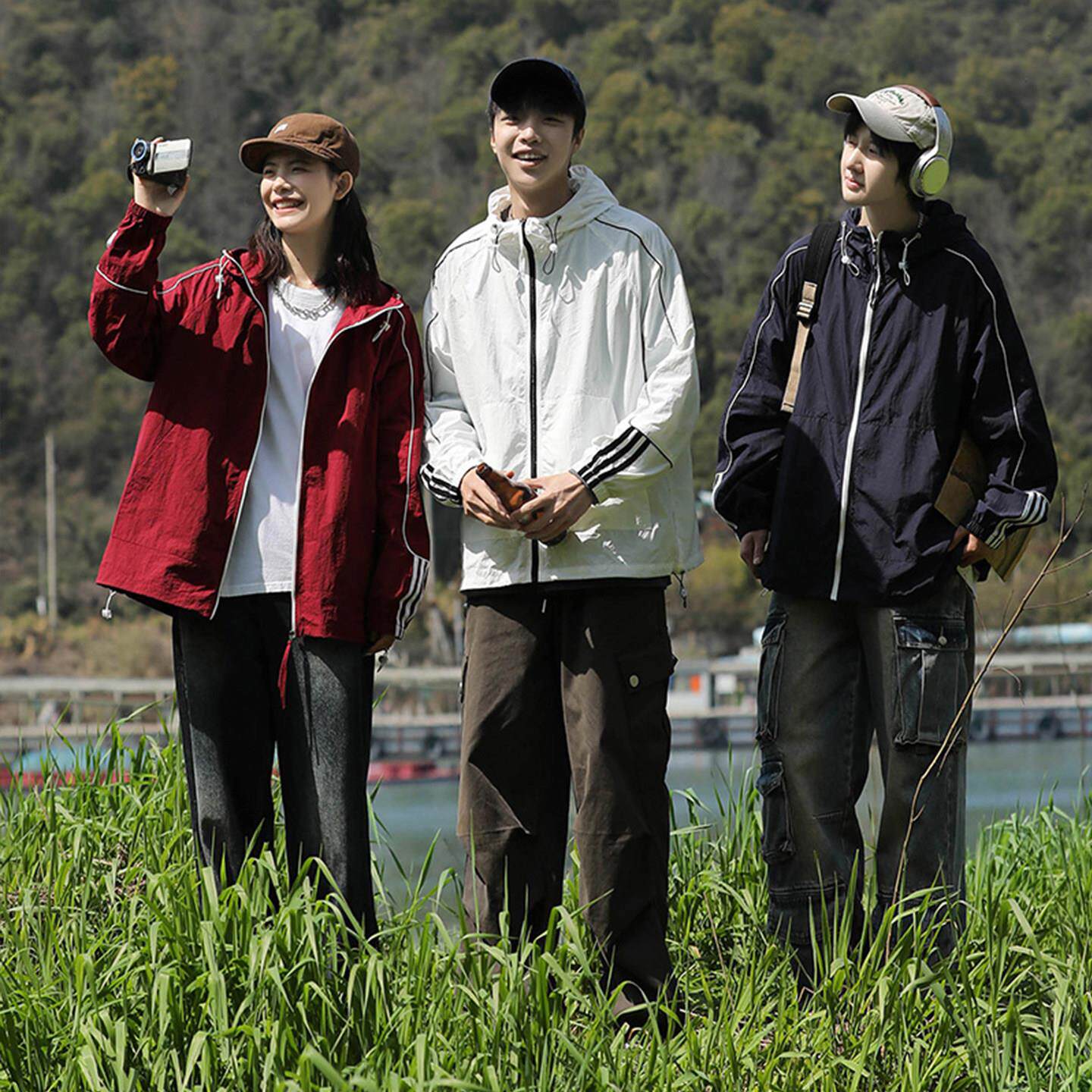 NOMT日系户外登山连帽防晒衣男女夏季宽松防晒青少年帅气外套