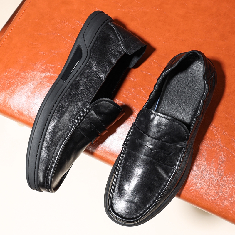 头层牛皮软底软面商务休闲皮鞋男